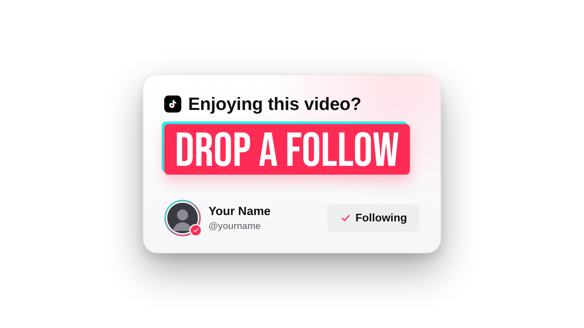 Free Enjoying This Video? — TikTok Follow animation, green screen and transparent download