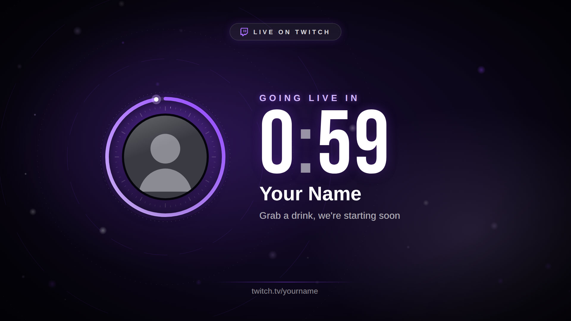 Free Twitch Going Live Countdown animation, green screen and transparent download